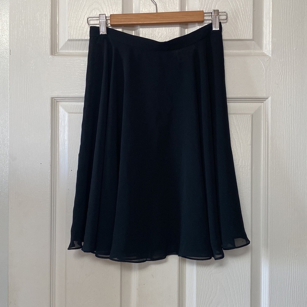 Adrianna Papell Black Sheer A-Line Swing Skirt